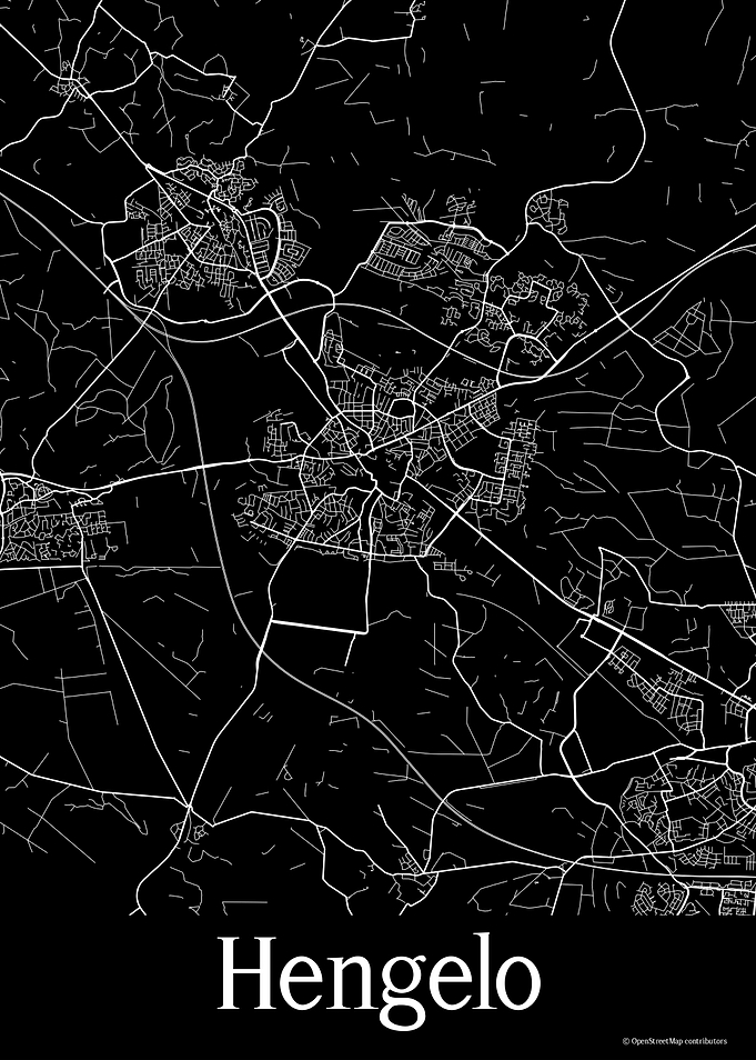 Hengelo Black Map