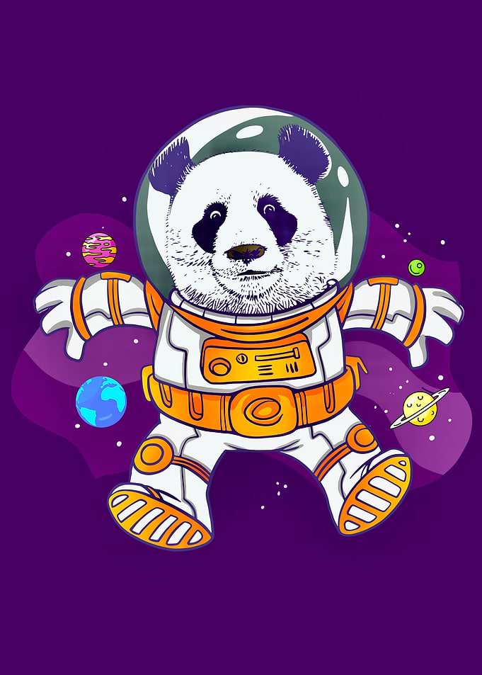 Cute astronaut panda