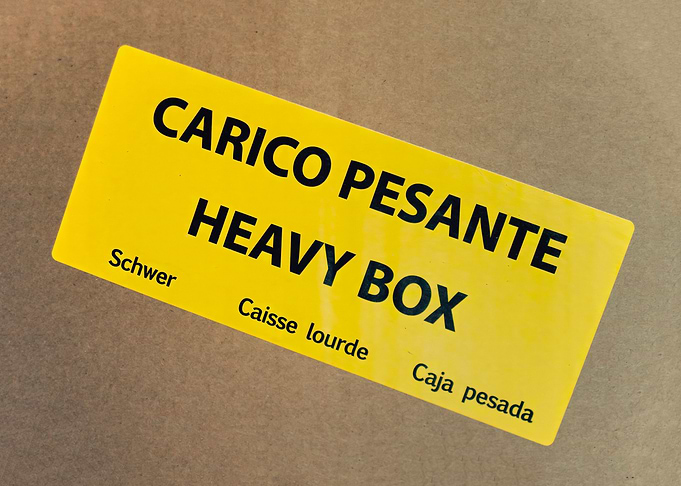 Heavy box label on package