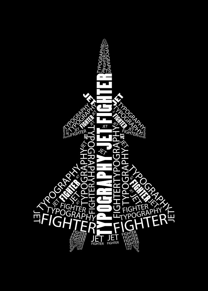 Typography jet fighter