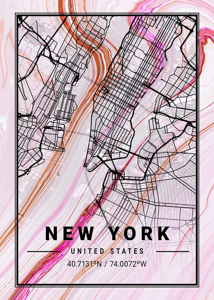 New York City Map Marble