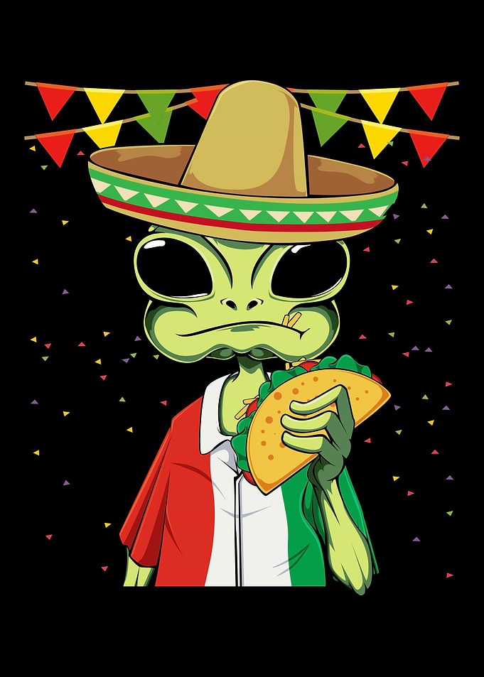 Alien Eating Taco Mexican