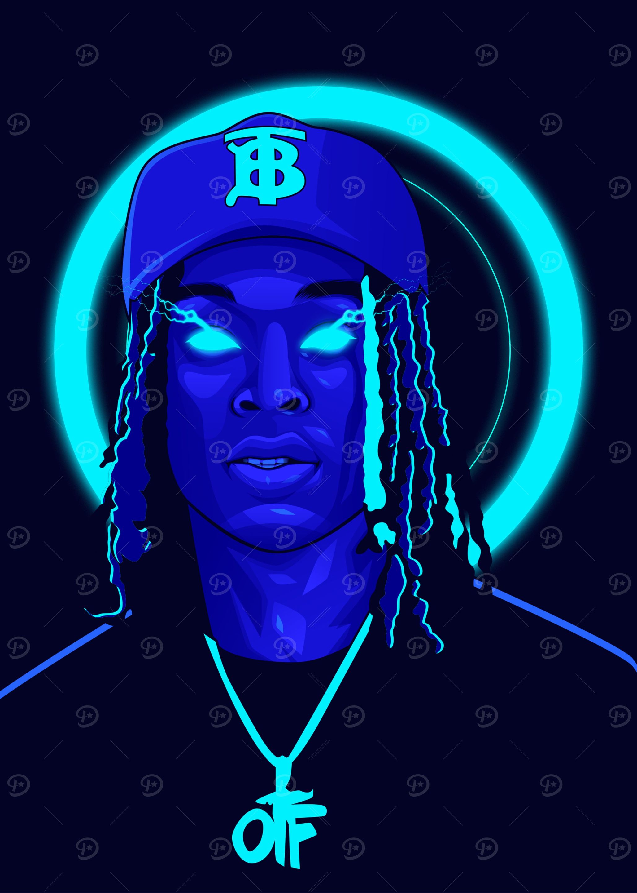 King Von Neon Blue