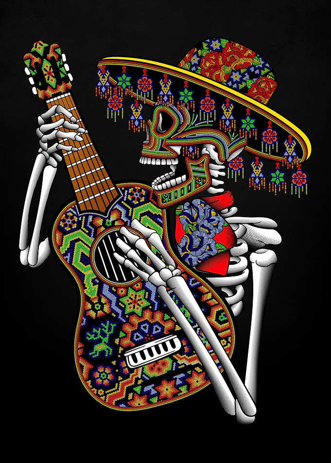 mexican skull guitar