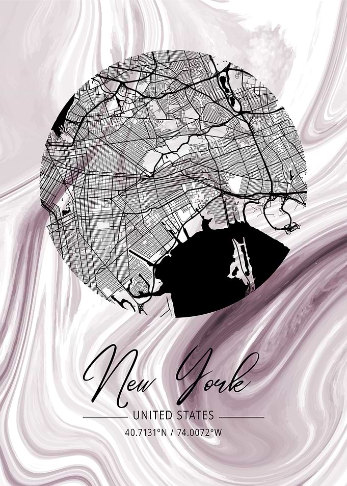 New York City Map Marble