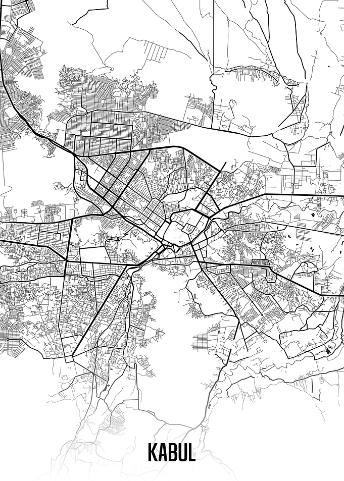 Kabul white map