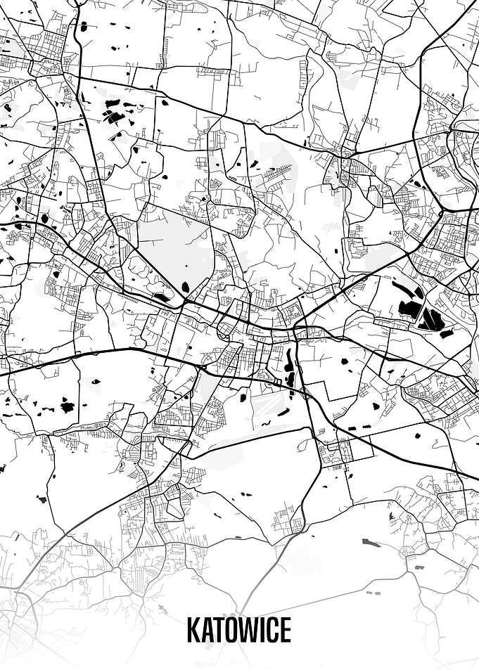 Katowice white map