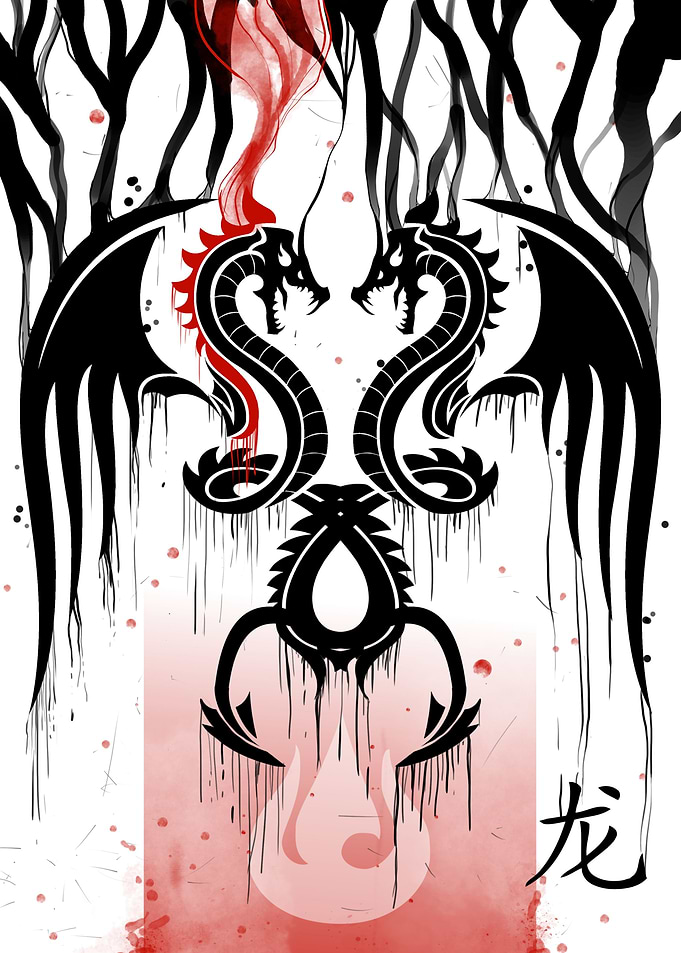Twin Fire Dragon Ink