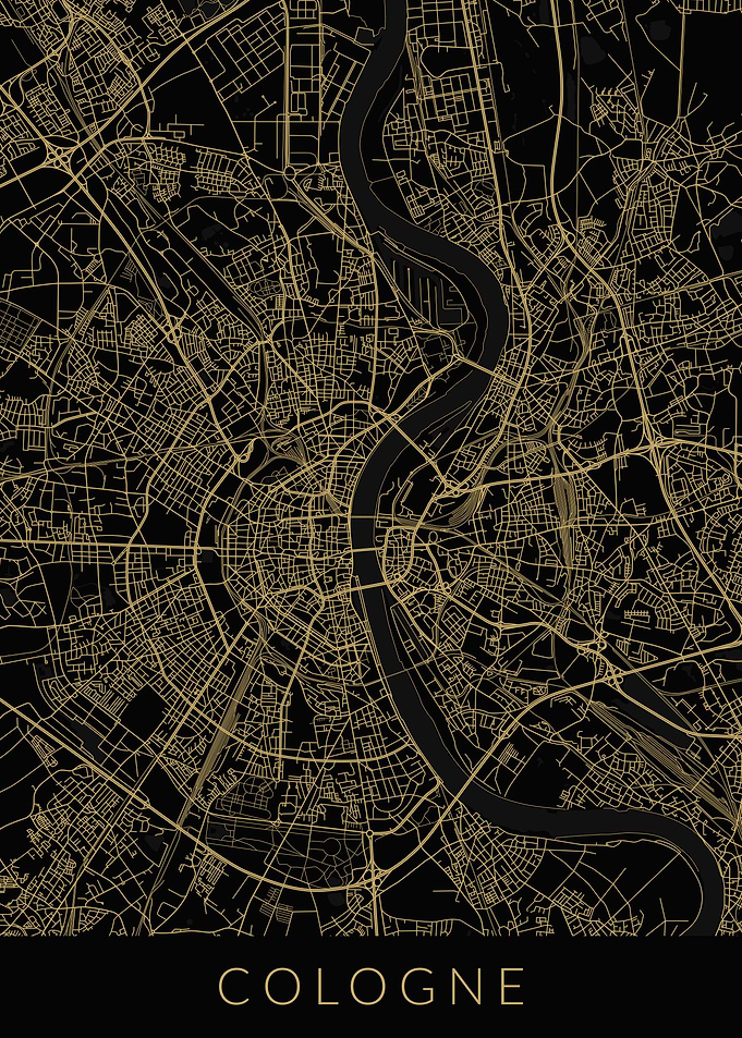 Cologne Map Black Gold