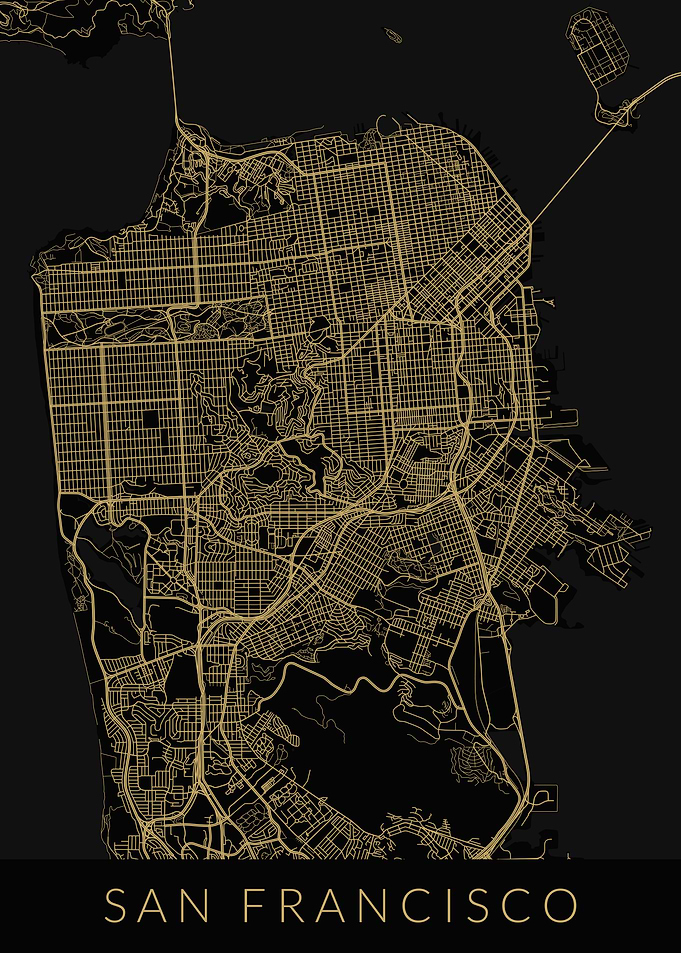 San Francisco Map Black