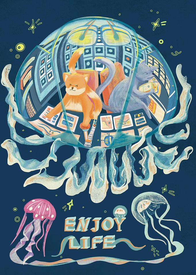 Spaceship and cats
