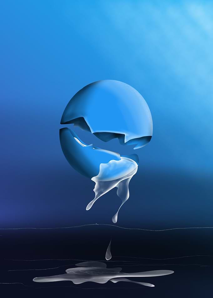 Cracked blue egg