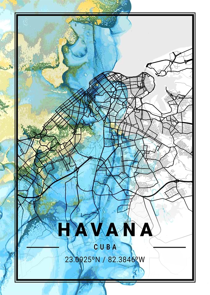 Havana City Map Cuba