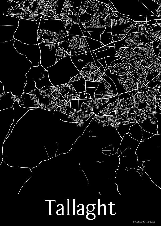 Tallaght Ireland Black Map