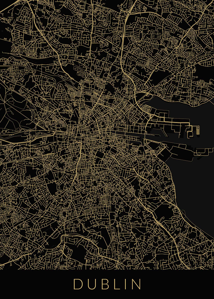 Dublin Map Black Gold
