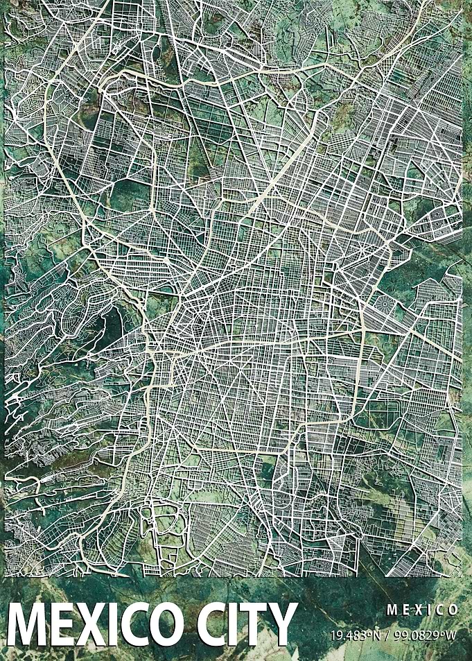 Mexico City Map Green