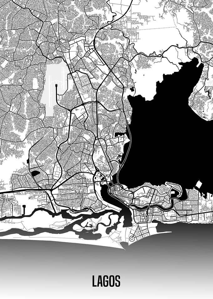 Lagos white map