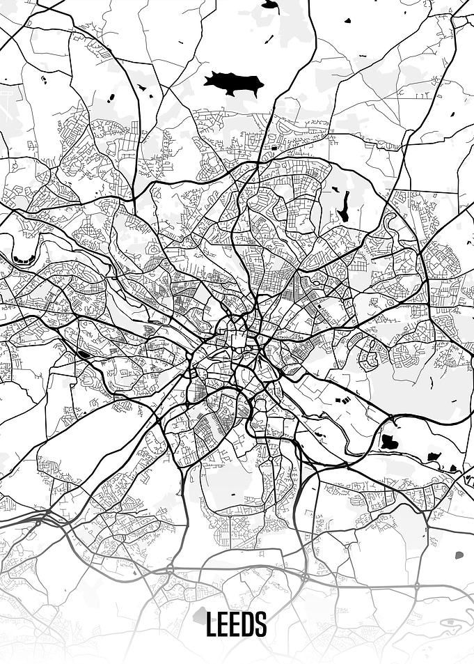 Leeds white map