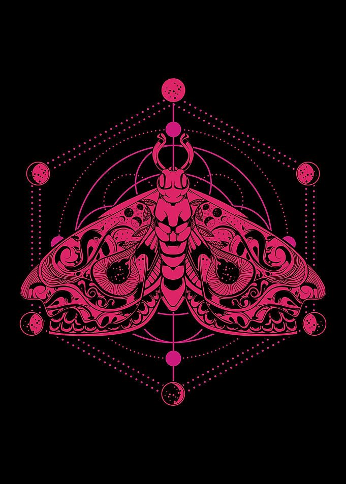 Goth Pink Moth Moon Wicca