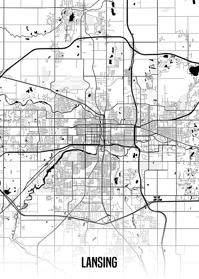 Lansing white map