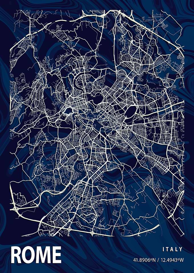 Rome City Map Italy marble