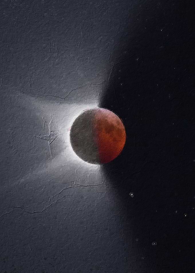 Moon and earth