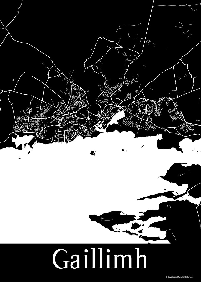 Gaillimh Ireland Black Map