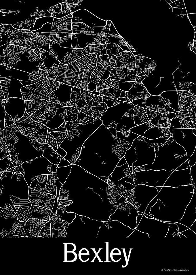Bexley UK Black Map