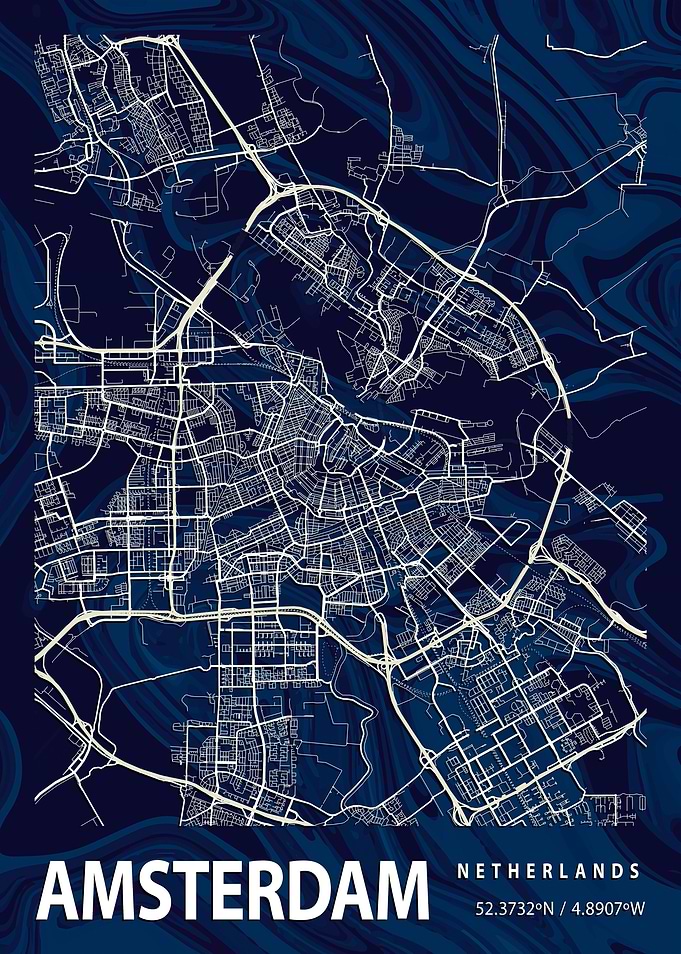 Amsterdam City Map marble
