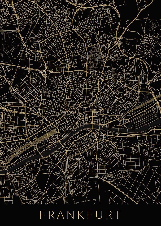 Frankfurt Map Black Gold