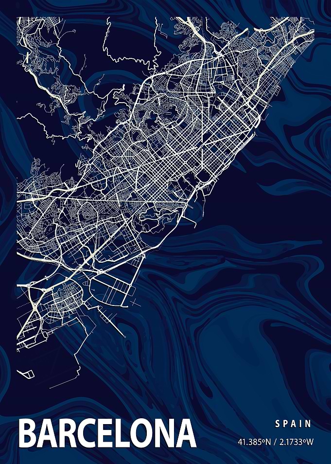 Barcelona City Map Spain