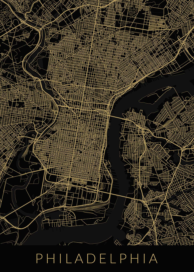 Philadelphia USA Map Black