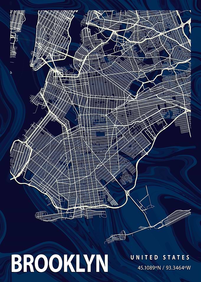 New York Brooklyn Map USA