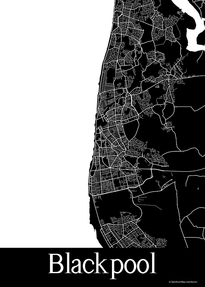 Blackpool UK Black Map