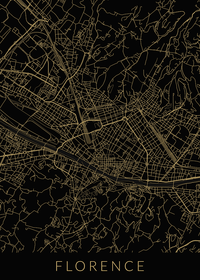Florence Map Black Gold