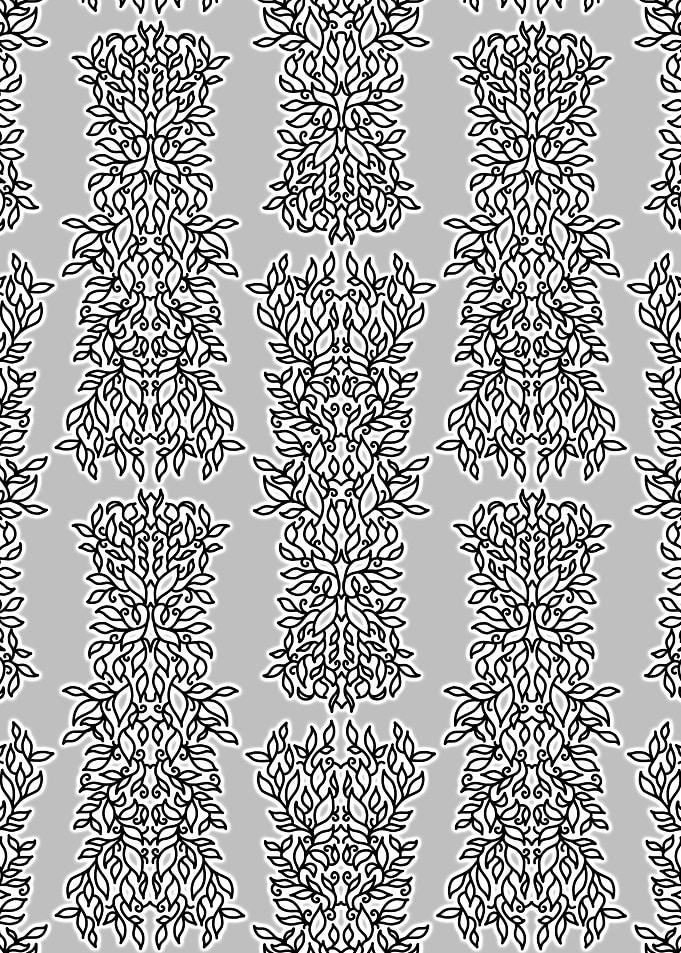 Symmetry line art leaves