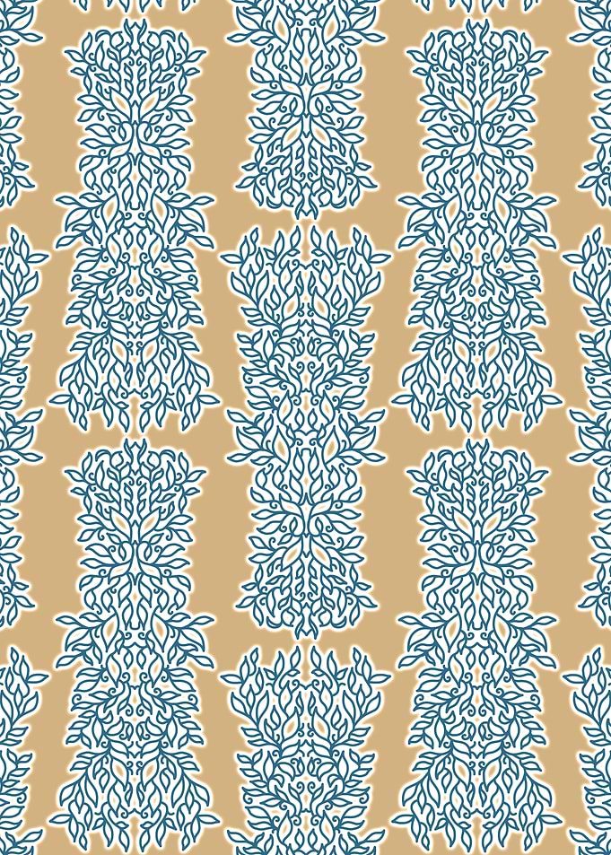 Symmetry line art leaves