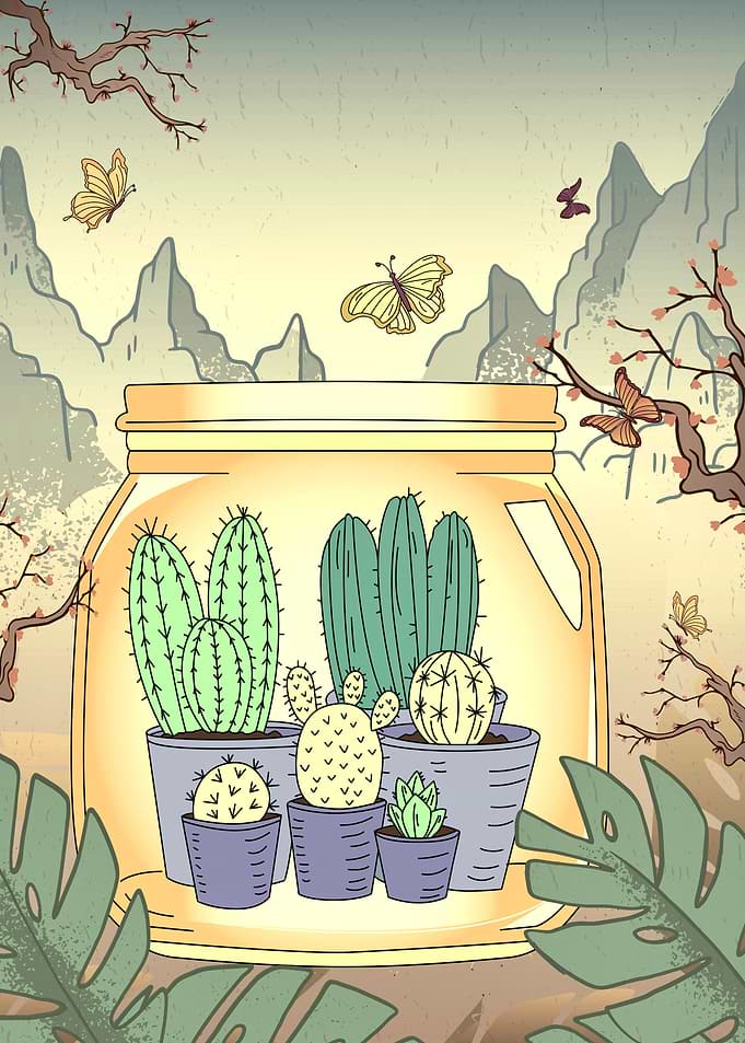 Japanese cactus vintage