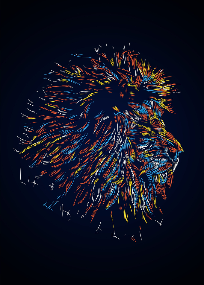 Abstract colourful Lion