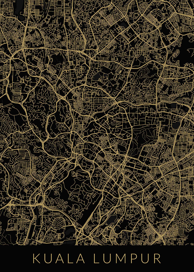 Kuala Lumpur Map Black