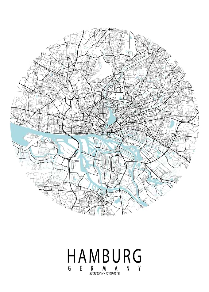Hamburg City Map Circle