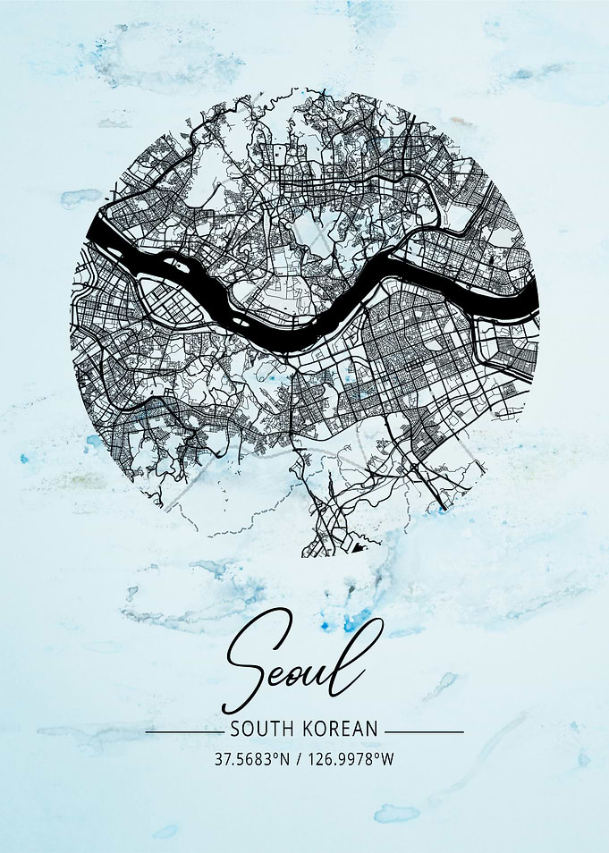 Seoul Alpha Watercolor Map