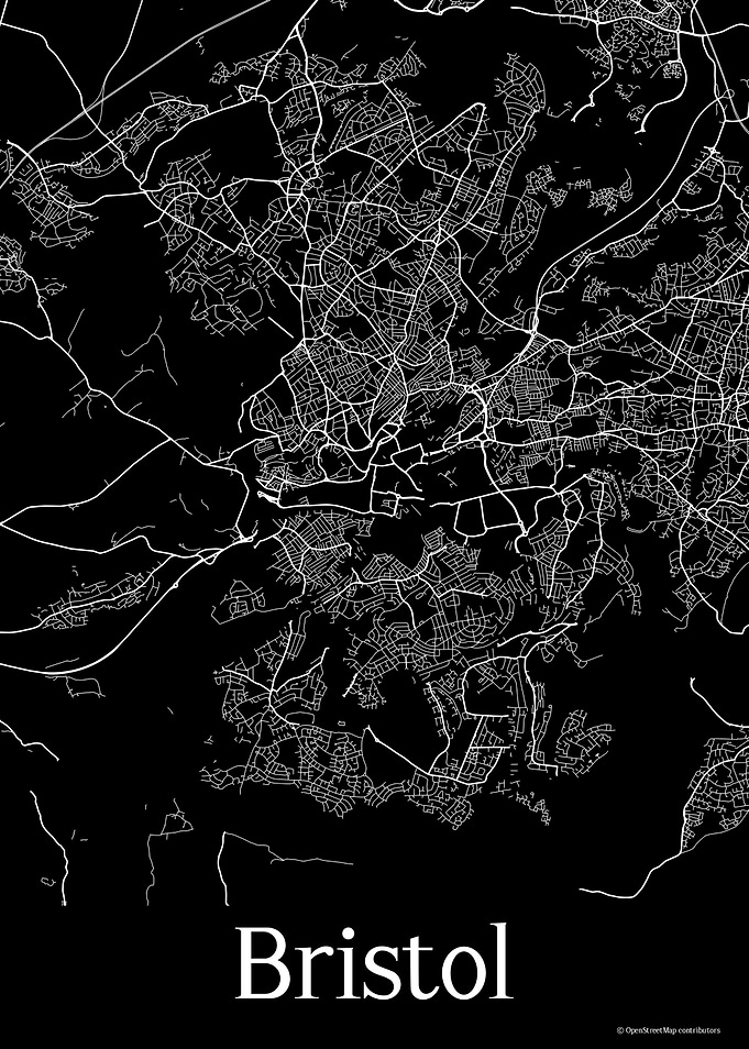 Bristol UK Black Map