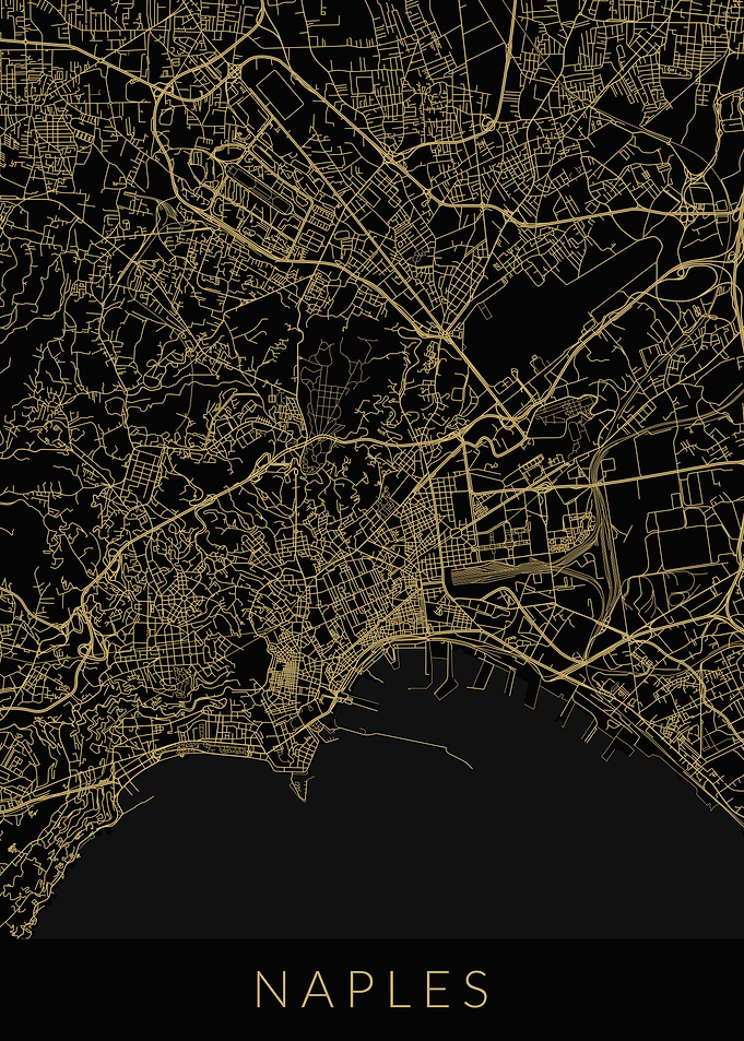 Naples Map Black Gold