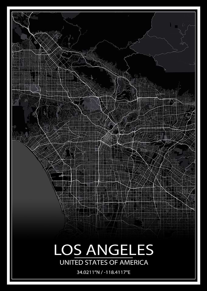 Los Angeles Black Map