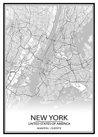 New York White Map