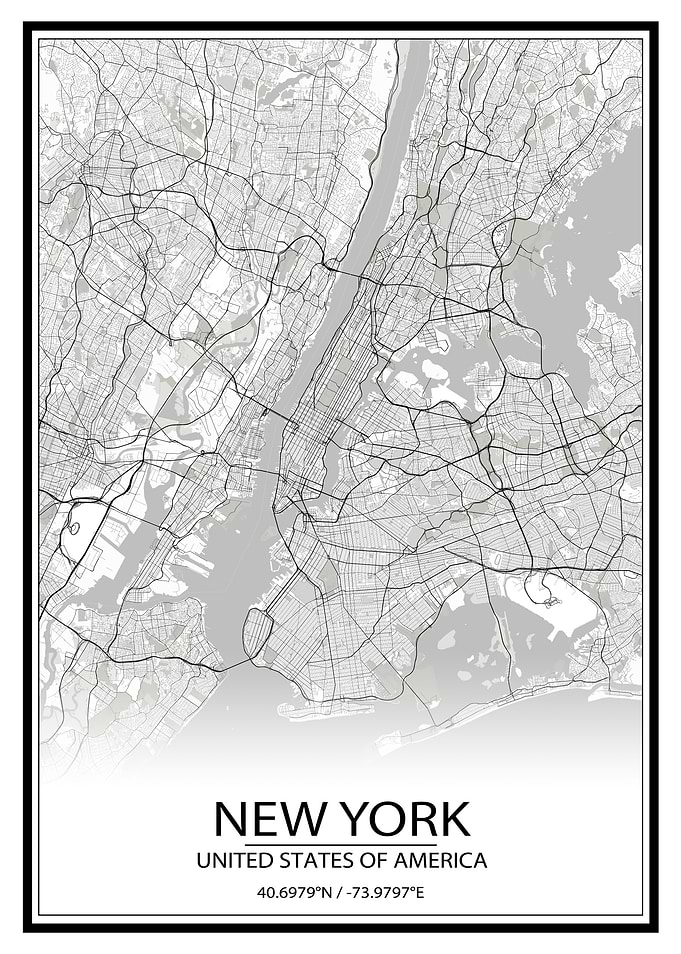 New York White Map