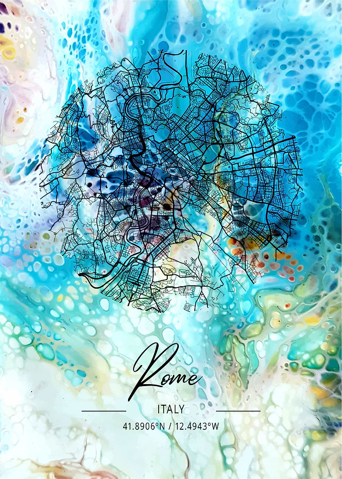 Rome City Map Italy marble