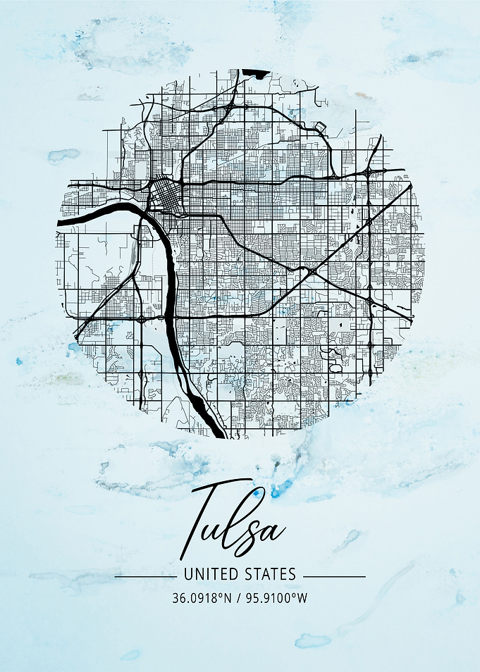 Tulsa Alpha Watercolor Map