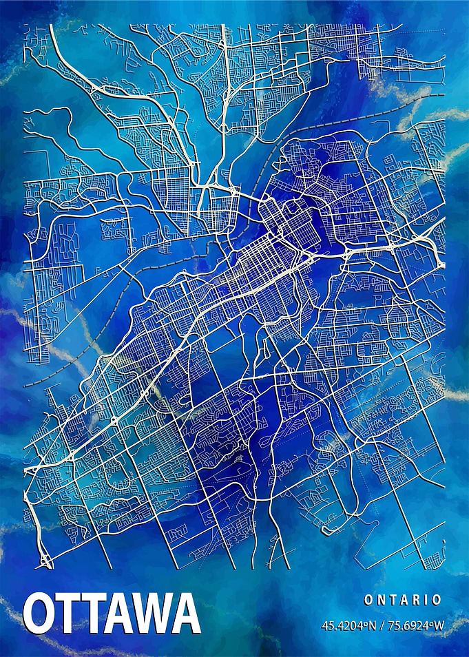 Ottawa Map Canada marble